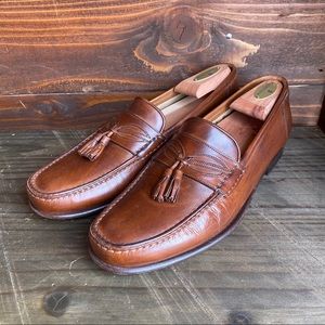 Santoni Brown Leather Tassel Loafer Men Size 9.5 D